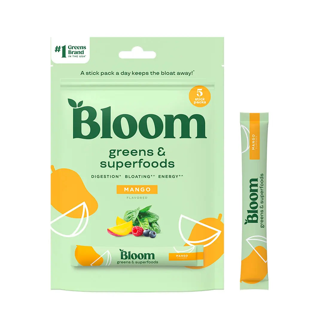 Bloom Nutrition Greens & Superfoods Powder (5 Sticks)- Digestion, Gut Health, Bloating Relief, Spirulina & Chlorella with Probiotics & Antioxidants, Travel Size