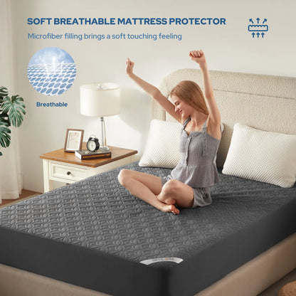 【Bedlore】Big Copper Coin Pattern Waterproof Mattress Protector, Soft & Dirt-Proof Fabric with Deep Pockets (Fits 6–18 Inches), Ideal for Bedroom, College Dorm & Hotel Use