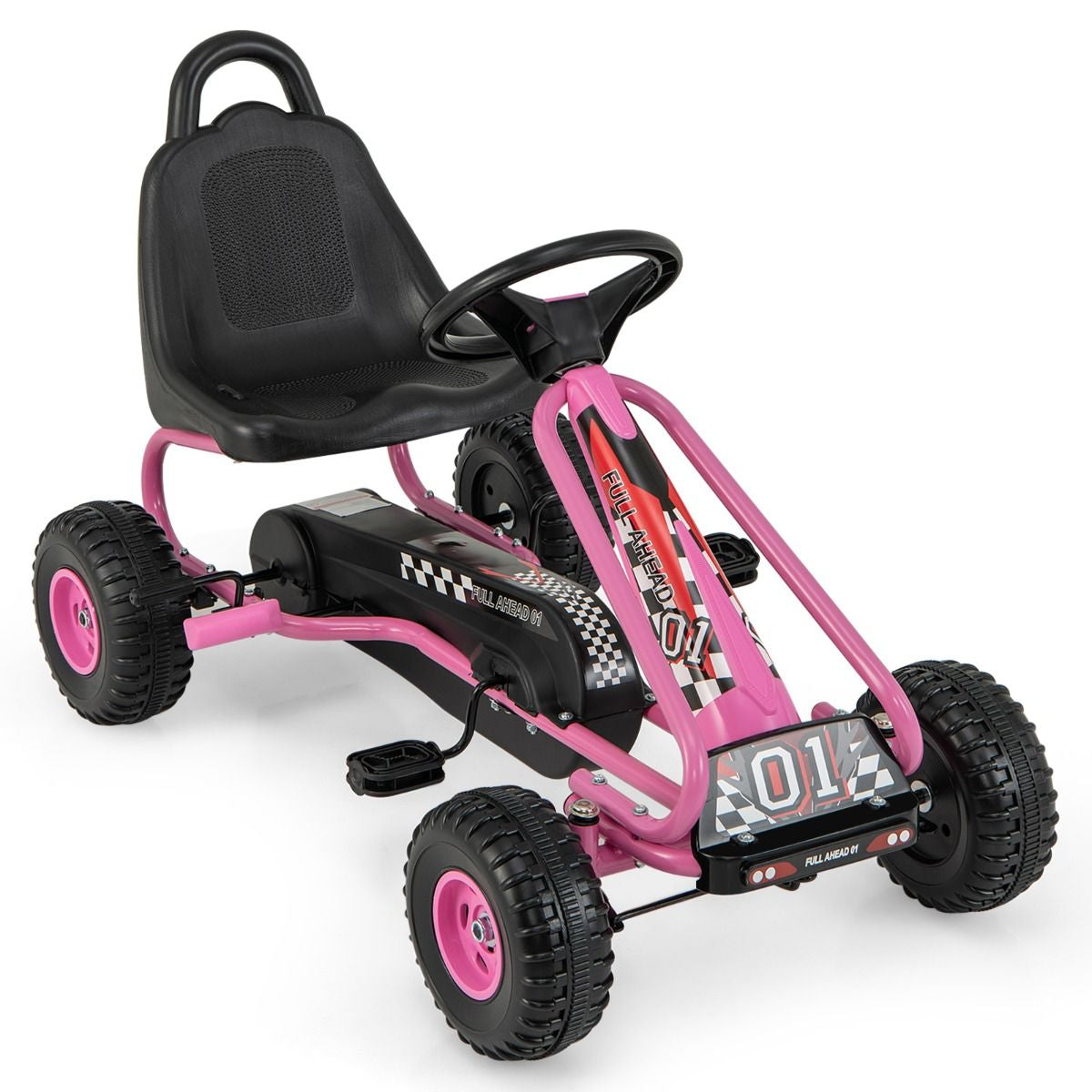 Gokart Mit Verstellbarem Sitz & Handbremse Tretauto Bis 30Kg Belastbar Pedal Go Cart