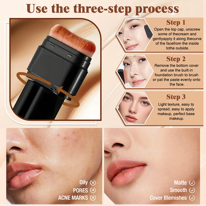 Zaidoc 7-Color Dual -Ended Concealer Foundation Stick, 2-In-1 Long-Lasting Foundation and Concealer with Brush, Creamy Full Coverage for Dark Circles & Blemishes, Hydrating Olive & Camellia, 2.09 Oz