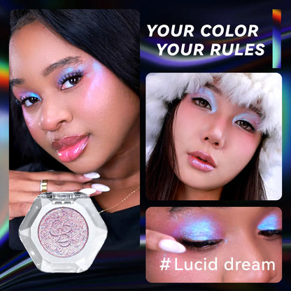 Ourbella Single Multi-Chrome Eyeshadows, Sparkly Shimmer Glitter Eyeshadow, Iridescent Shimmer, Talc Free, Holographic ,Color-Shifting, Metallic Iridescent Shimmer Shadow Duochrome