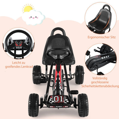 Gokart Mit Verstellbarem Sitz & Handbremse Tretauto Bis 30Kg Belastbar Pedal Go Cart