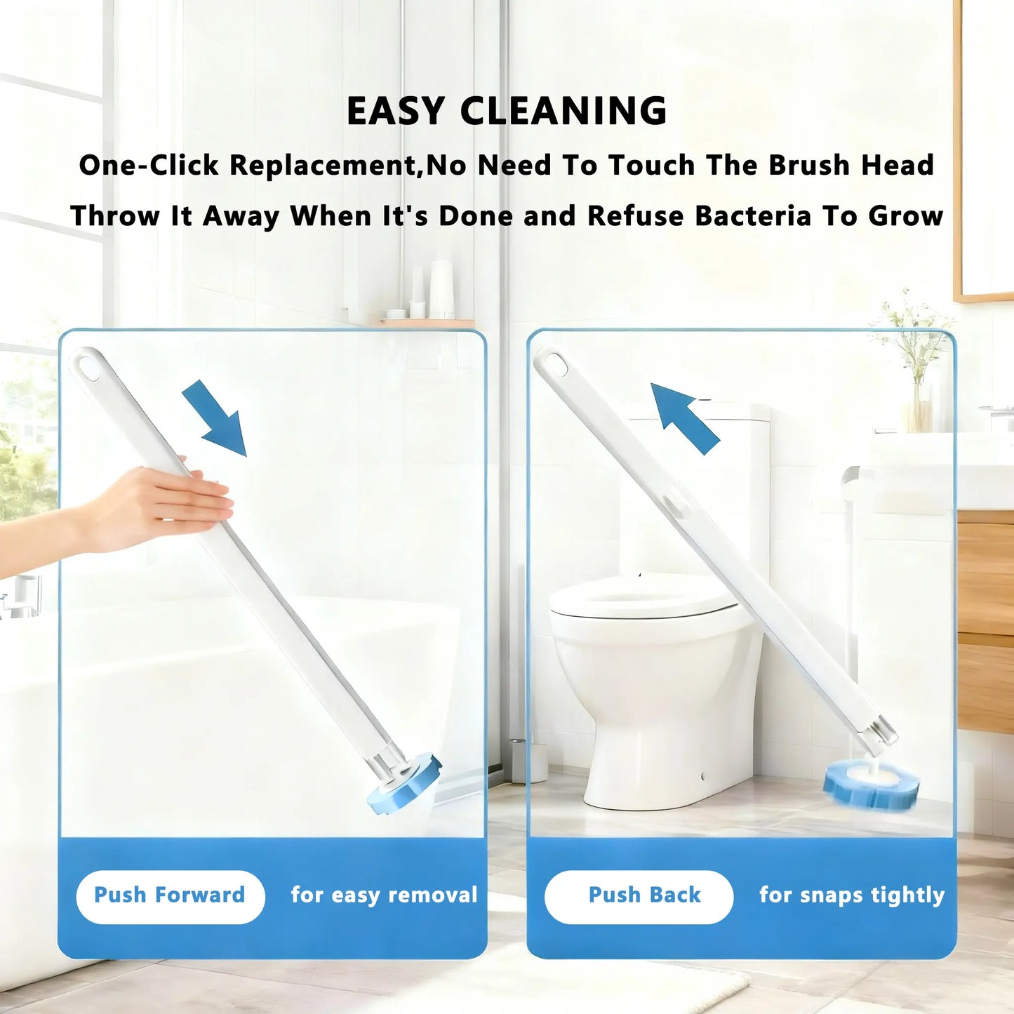 Snofrid Disposable Toilet Brush, Toilet Bowl Wand Holder Set with 24PCS Cleaner Refills, Bathroom Cleaning System for Sink Bathtub Drain Wash Basin Urinal，Wall-Mount Scrubbing Toilet Brush Bathroom Cleaning Kit