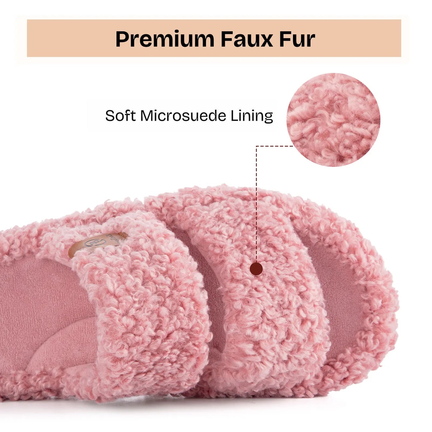 Everfoams Women'S Fuzzy Open-Toe Slippers – Stylish Classic Slides with Soft Memory Foam, Non-Slip Rubber Sole, Perfect Cozy Footwear ,Girl Fur Flipflop Walking Shoes Fluffy Modern Sleeper Slip on Clog, Gifts for Mom, Summervibes, Mother'S Day Gift