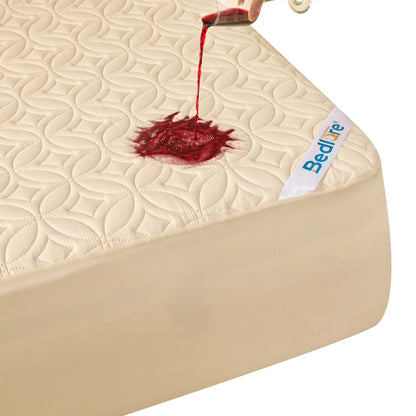 【Bedlore】Big Copper Coin Pattern Waterproof Mattress Protector, Soft & Dirt-Proof Fabric with Deep Pockets (Fits 6–18 Inches), Ideal for Bedroom, College Dorm & Hotel Use