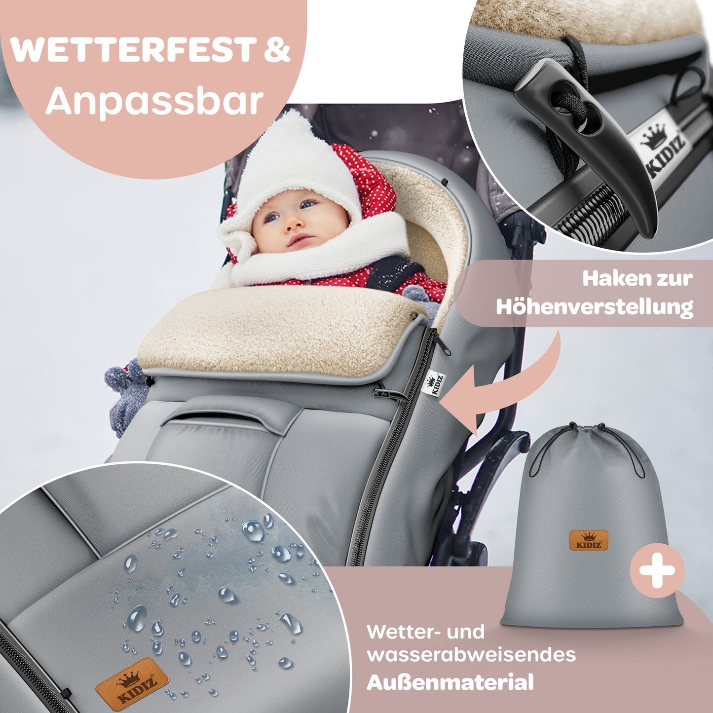 KIDIZ® Babyfußsack Baby Winterfußsack Kinderwagenfuß