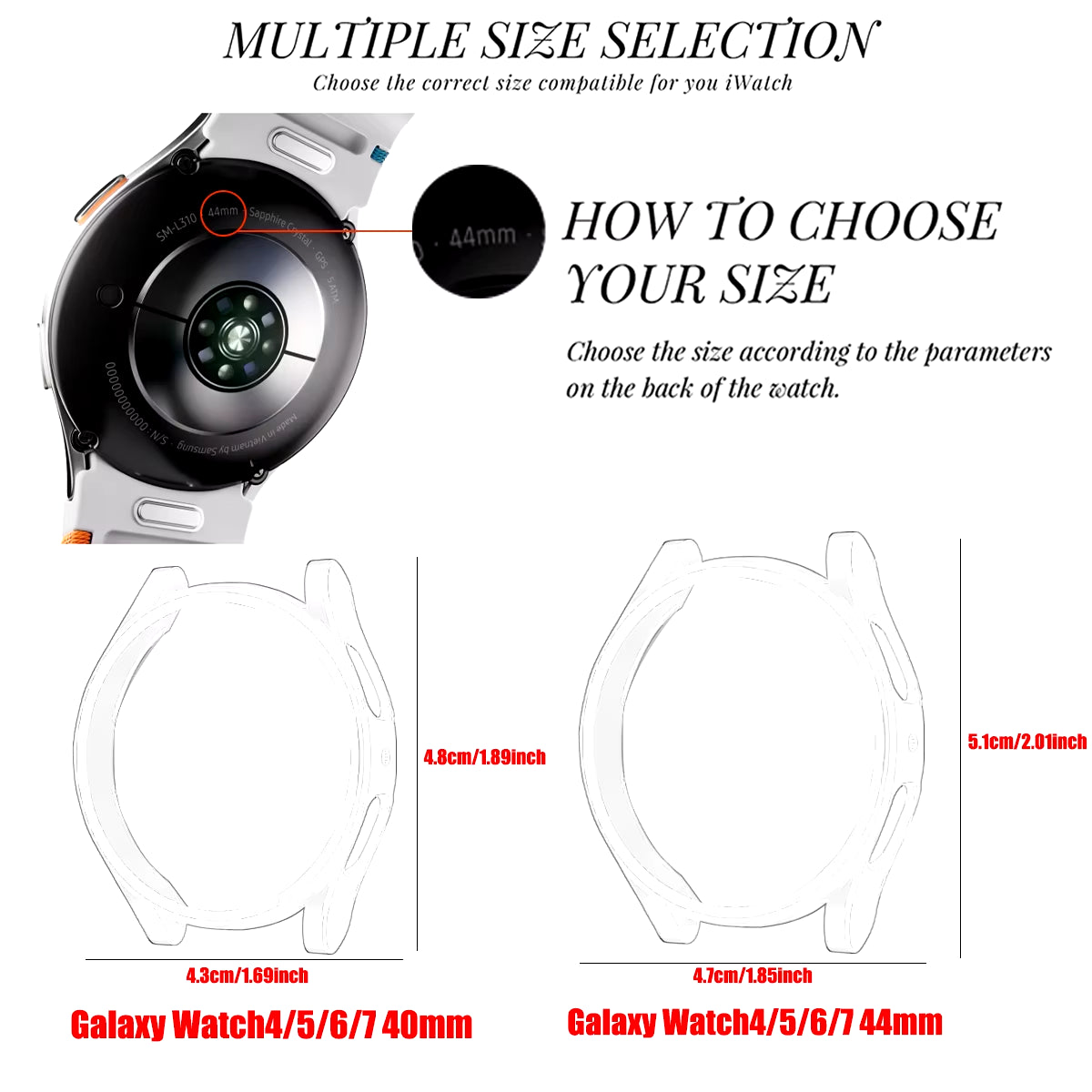 For Samsung Galaxy 4 5 6 7 44Mm 40Mm Tempered Glass+Pc Fully Covered Protective Watch Case, Shock and Scratch Resistant