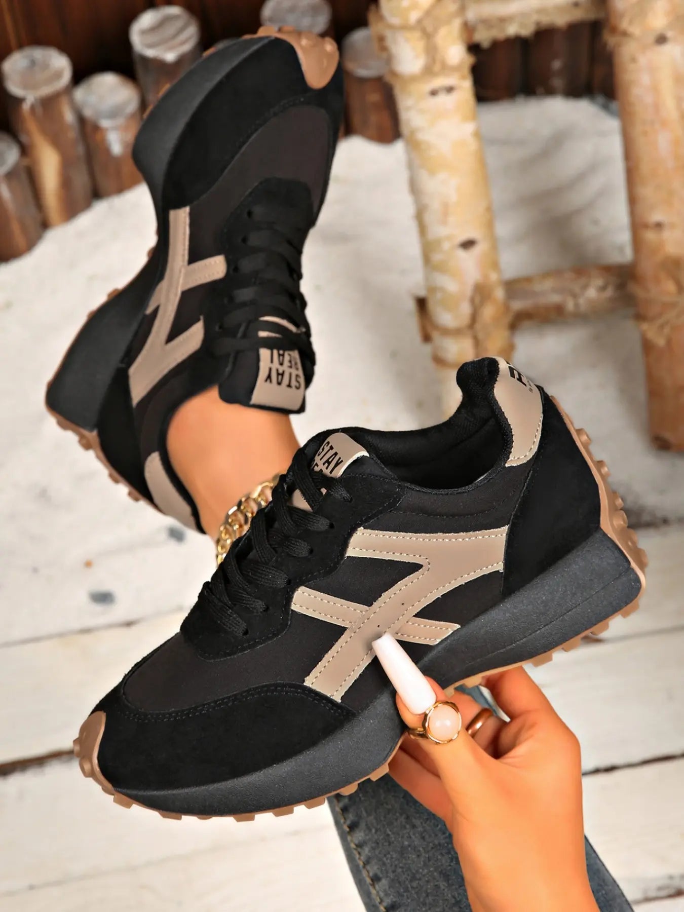 Women'S Sporty Arisan Shoes Spring & Fall Elegant Fashion Casual round Toe Low Top Lace-Up Thick Sole Breathable Outdoor Running Shoes