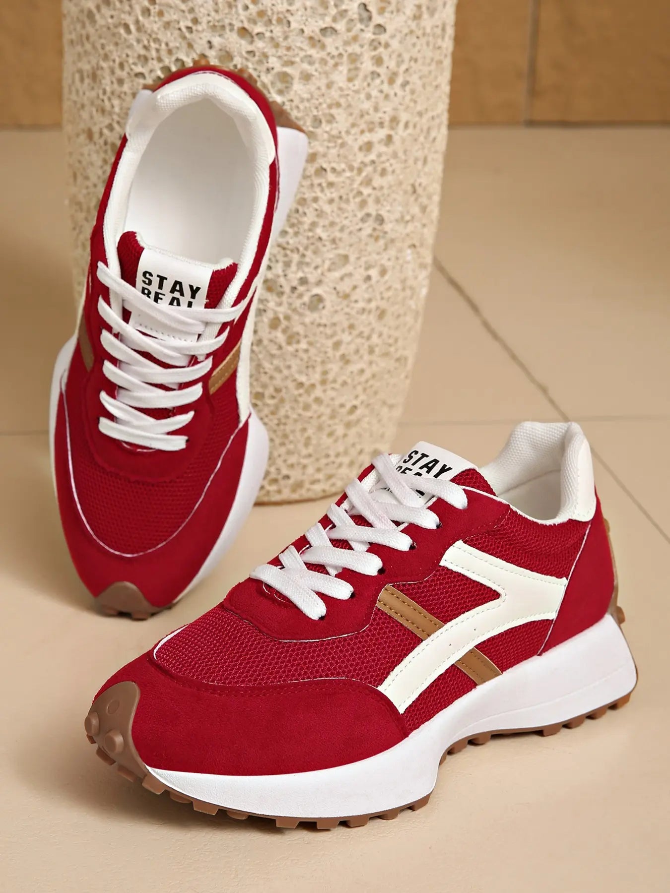 Women'S Sporty Arisan Shoes Spring & Fall Elegant Fashion Casual round Toe Low Top Lace-Up Thick Sole Breathable Outdoor Running Shoes
