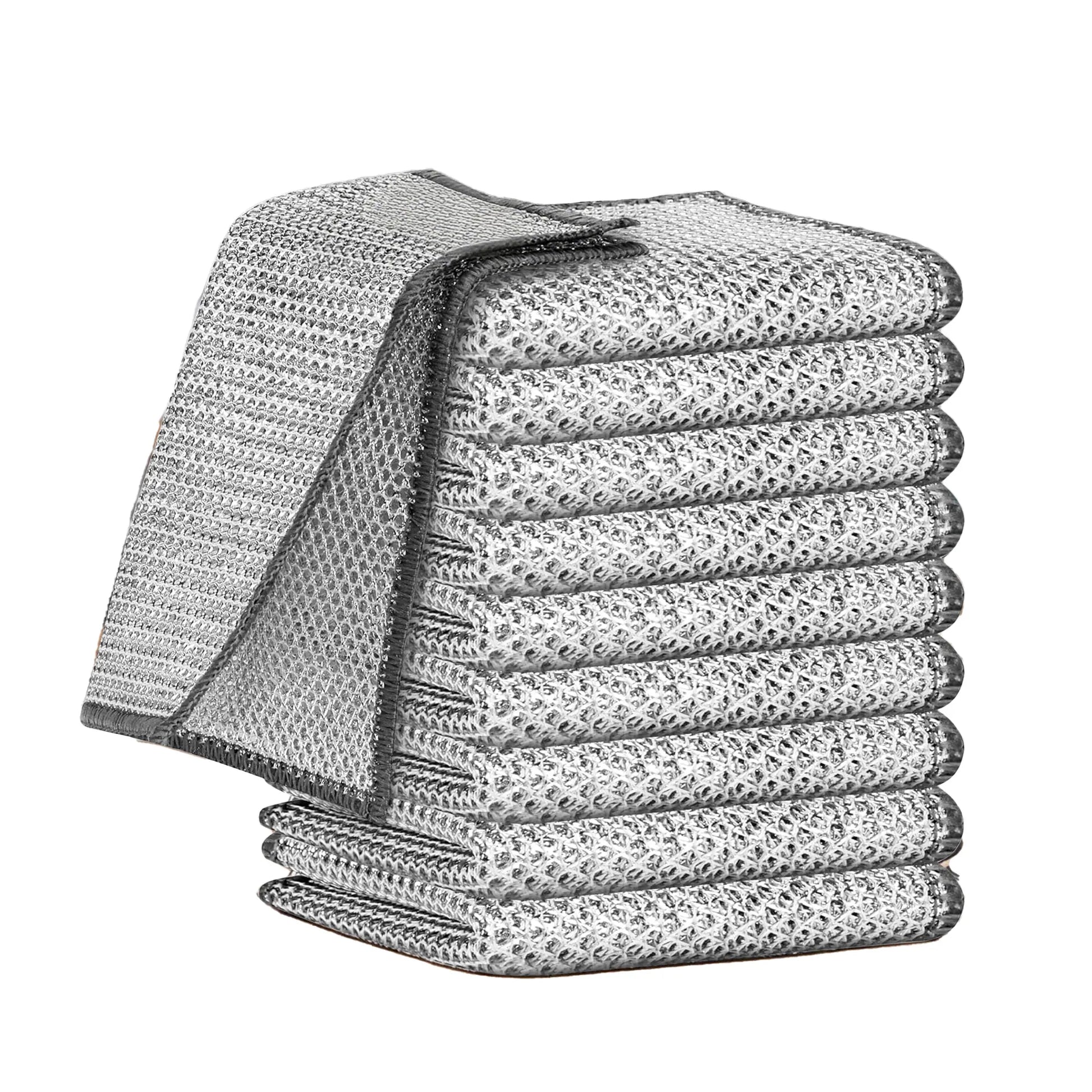 10 Counts Dishwashing Rags, Wet and Dry Use, Multipurpose Non-Scratch Wire Dishcloths for Kitchen Cleaning, Reusable Wire Cleaning Cloths for Kitchen, Sinks, Pots, and Pans