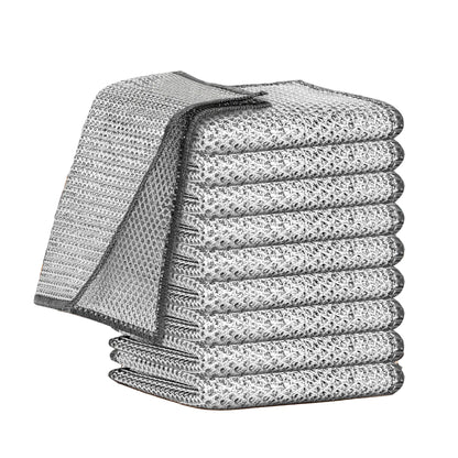 10 Counts Dishwashing Rags, Wet and Dry Use, Multipurpose Non-Scratch Wire Dishcloths for Kitchen Cleaning, Reusable Wire Cleaning Cloths for Kitchen, Sinks, Pots, and Pans