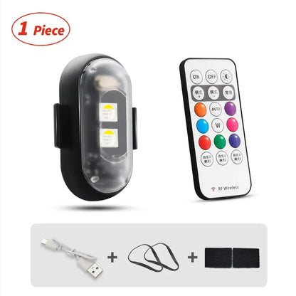RGB Led Aircraft Strobe Light Remote Wireless Motorcycle Flash Light Warning Lights for Bike Car Multifunctional