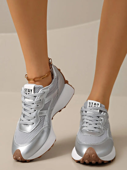Women'S Sporty Arisan Shoes Spring & Fall Elegant Fashion Casual round Toe Low Top Lace-Up Thick Sole Breathable Outdoor Running Shoes