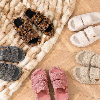 Everfoams Women'S Fuzzy Open-Toe Slippers – Stylish Classic Slides with Soft Memory Foam, Non-Slip Rubber Sole, Perfect Cozy Footwear ,Girl Fur Flipflop Walking Shoes Fluffy Modern Sleeper Slip on Clog, Gifts for Mom, Summervibes, Mother'S Day Gift