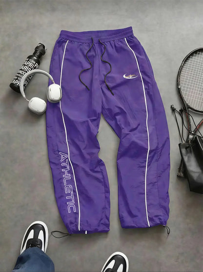 Men'S Casual Sporty Long Pants, Athleisure Pants, Loose Fit Elastic Cuff, Fashionable Print, Lightweight Fabric, Perfect for Daily Wear