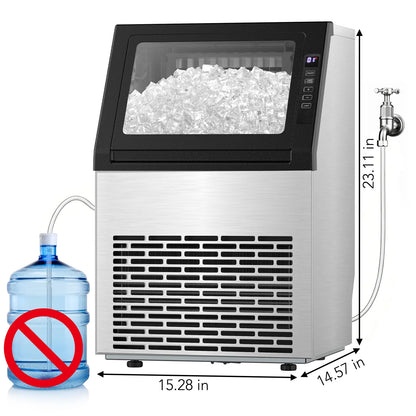 COWSAR Commercial Ice Maker V2.0, 100 Lbs, 2-Way Add Water, Large Ice Maker Self Cleaning, Ice Machine with 24 Hour Timer,33 Lbs Basket, Stainless Steel Ice Makers for School, Home, Bar, RV