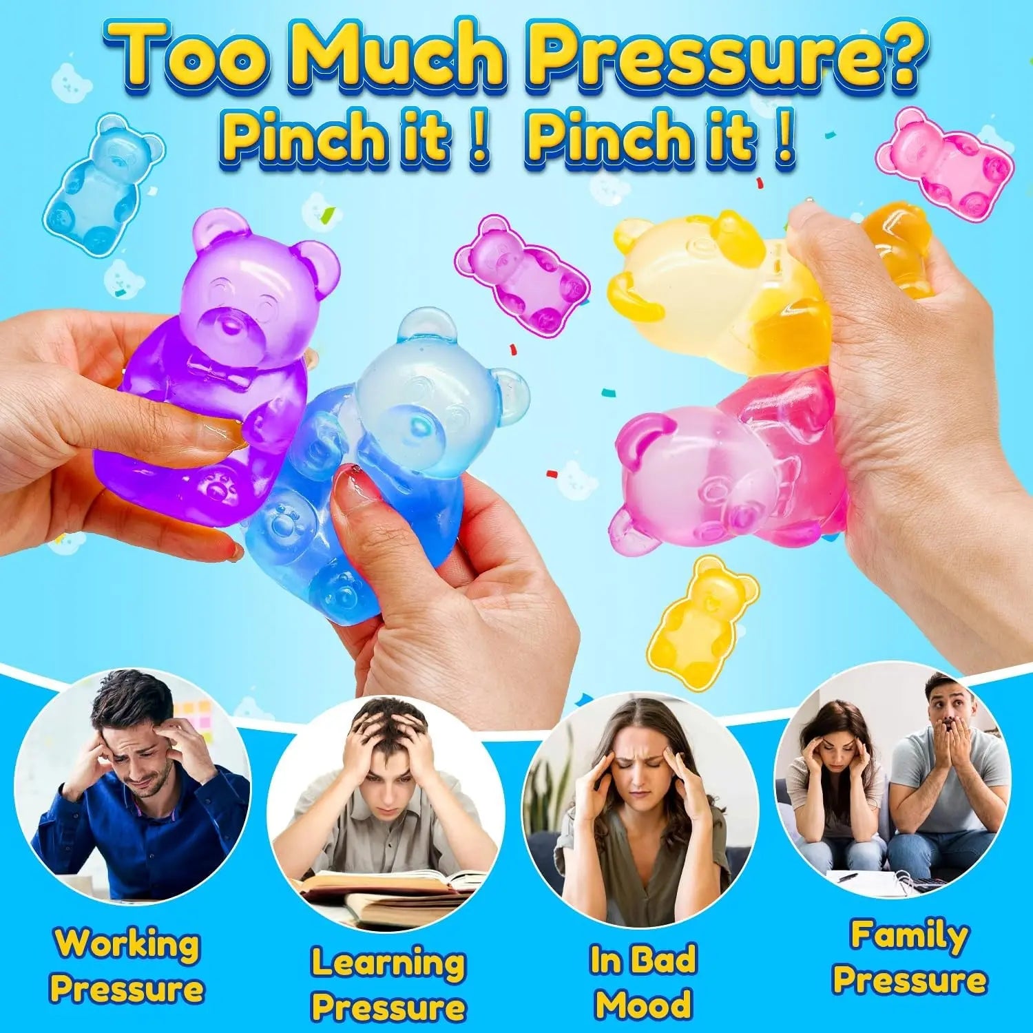1/4 Counts Soft Jelly Filled Sensory Toy, Stretchable Squeeze Stress Relief Fidget Toy, Ideal for Birthday Gifts, Goodie Bag Fillers, Classroom Rewards