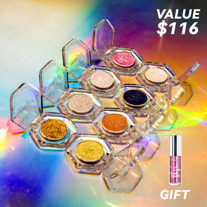 Ourbella Single Multi-Chrome Eyeshadows, Sparkly Shimmer Glitter Eyeshadow, Iridescent Shimmer, Talc Free, Holographic ,Color-Shifting, Metallic Iridescent Shimmer Shadow Duochrome