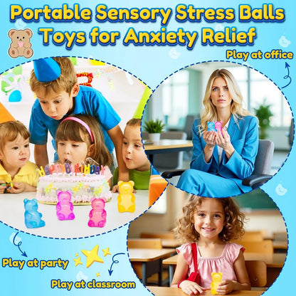 1/4 Counts Soft Jelly Filled Sensory Toy, Stretchable Squeeze Stress Relief Fidget Toy, Ideal for Birthday Gifts, Goodie Bag Fillers, Classroom Rewards