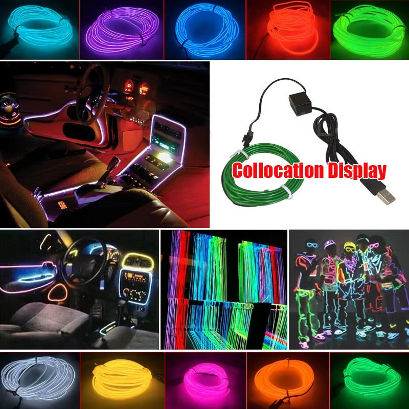 EL Wire Power Supply Neon Light Car Ambient Light Driver Transformer for Neon Lighting Strip Accessories 3V 5V 12V