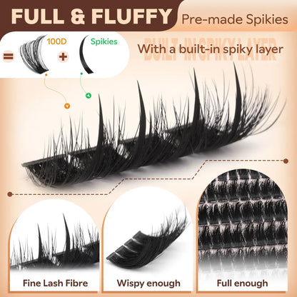 Goddvenus Spiky Slay Manga Lash Clusters with Spikes Pre-Spikes Wispy Cluster Eyelash Extensions Fluffy Anime Eyelashes Clusters Reusable Faux Mink Fairy Individual Lash Extension D Curve 12-18Mm 204 Pieces - Cosmetic, Makeup