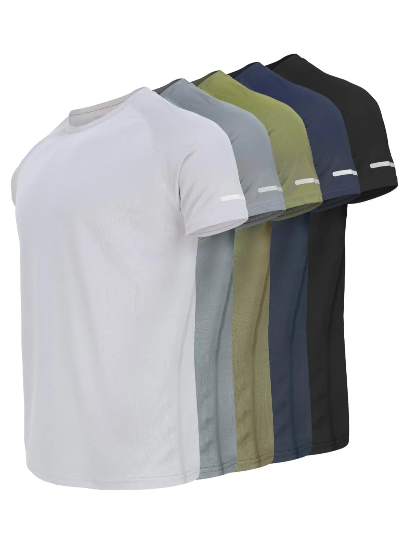 Reflective Sportswear T-Shirt, Breathable Quick-Dry Short Sleeve Crew Neck, Lightweight Men'S Athletic Tee, Ideal for Outdoor Activities