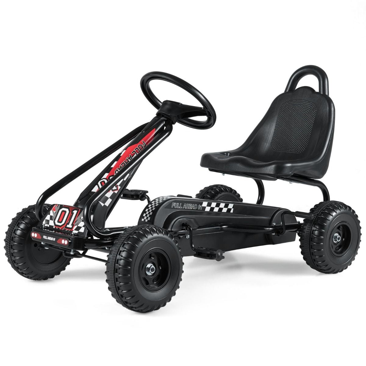 Gokart Mit Verstellbarem Sitz & Handbremse Tretauto Bis 30Kg Belastbar Pedal Go Cart