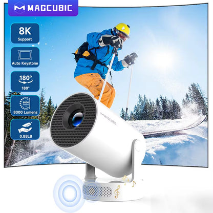Projector HY300 PRO + 8K Android 14 Dual Wifi6 Allwinner H726 BT5.4 1080P 1280*720P Home Cinema Outdoor Projetor
