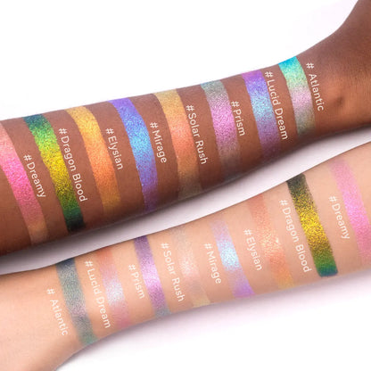 Ourbella Single Multi-Chrome Eyeshadows, Sparkly Shimmer Glitter Eyeshadow, Iridescent Shimmer, Talc Free, Holographic ,Color-Shifting, Metallic Iridescent Shimmer Shadow Duochrome
