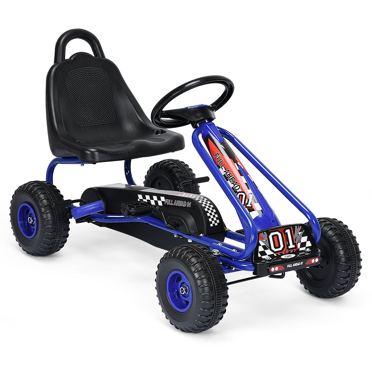 Gokart Mit Verstellbarem Sitz & Handbremse Tretauto Bis 30Kg Belastbar Pedal Go Cart
