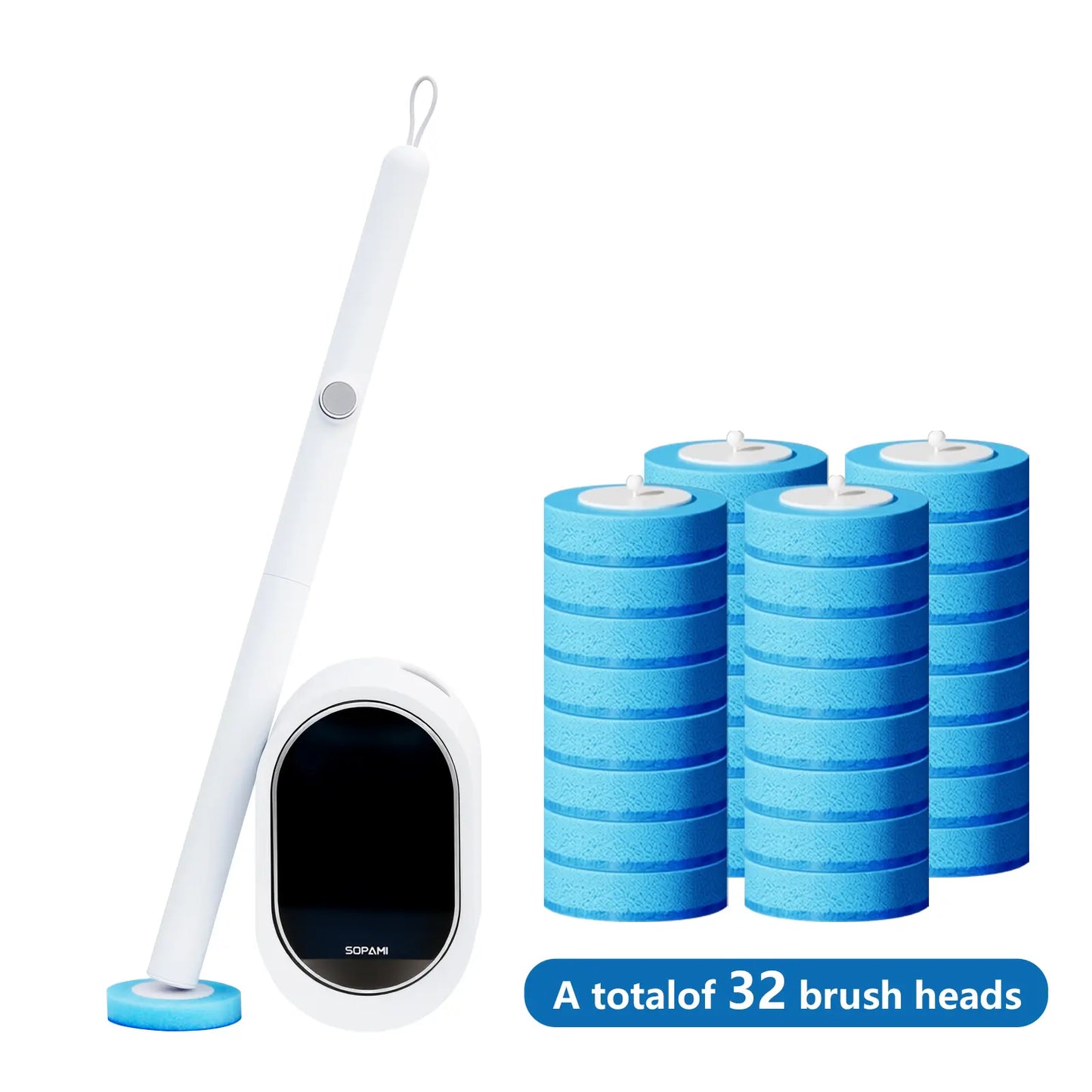 SOPAMI Toilet Scrubber Kit with Self-Cleaning Disposable Pads – No Pre-Rinse, No Mess, No Odor , Simplifies Bathroom Hygiene