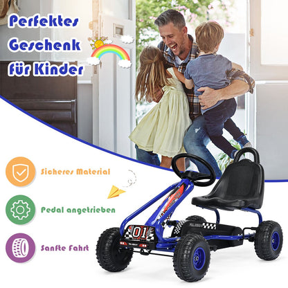 Gokart Mit Verstellbarem Sitz & Handbremse Tretauto Bis 30Kg Belastbar Pedal Go Cart