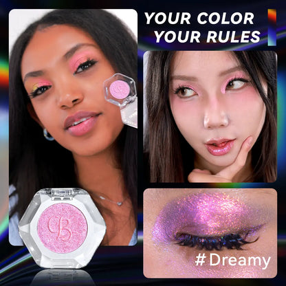 Ourbella Single Multi-Chrome Eyeshadows, Sparkly Shimmer Glitter Eyeshadow, Iridescent Shimmer, Talc Free, Holographic ,Color-Shifting, Metallic Iridescent Shimmer Shadow Duochrome