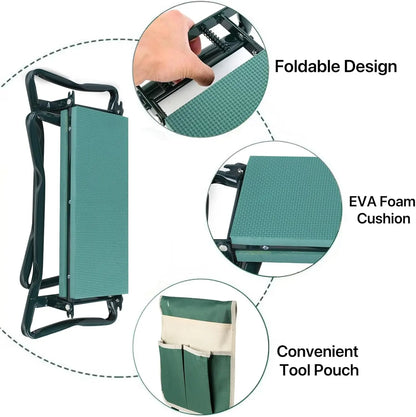 Upgraded Garden Kneeler and Seat with Soft Pad Foldable Stool for Gardening Heavy Duty 330 Lbs Capacity Large Tool Pouches Summervibes Gifts for Mother'S Day