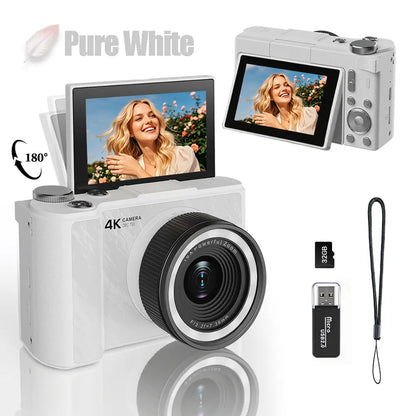 Digital Camera for Photography, Y2K Foldable Screen Portable Vlogging Camera with 32GB SD Card, Wrist Strap, Self Timer, Smooth Video Vlogging Camera, Ideal Gift for Girls, Boys Teenagers, and Beginners, Birthday Christmas Valentine'S Day Gift