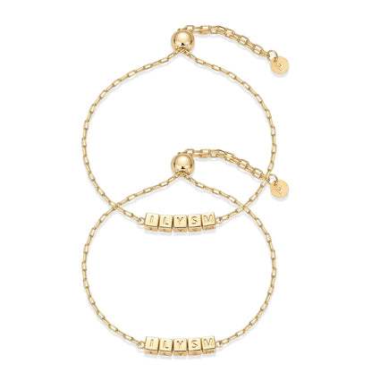 PAVOI 14K Gold Plated Adjustable Matching Bracelets for Women – Heart Charm and BFF Friendship Styles