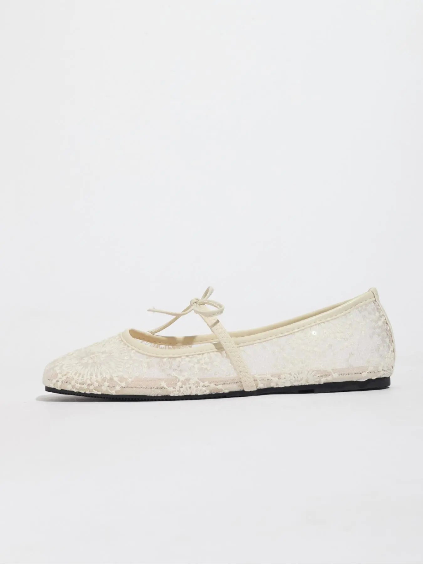 Women'S Embroidered Mesh Netted Ballet Flats, Elegant Square-Toe Flat Shoes for Parties and Daily Wear, Lightweight Breathable Comfortable Footwear for Women & Girls, Ballerina Flats Shoes