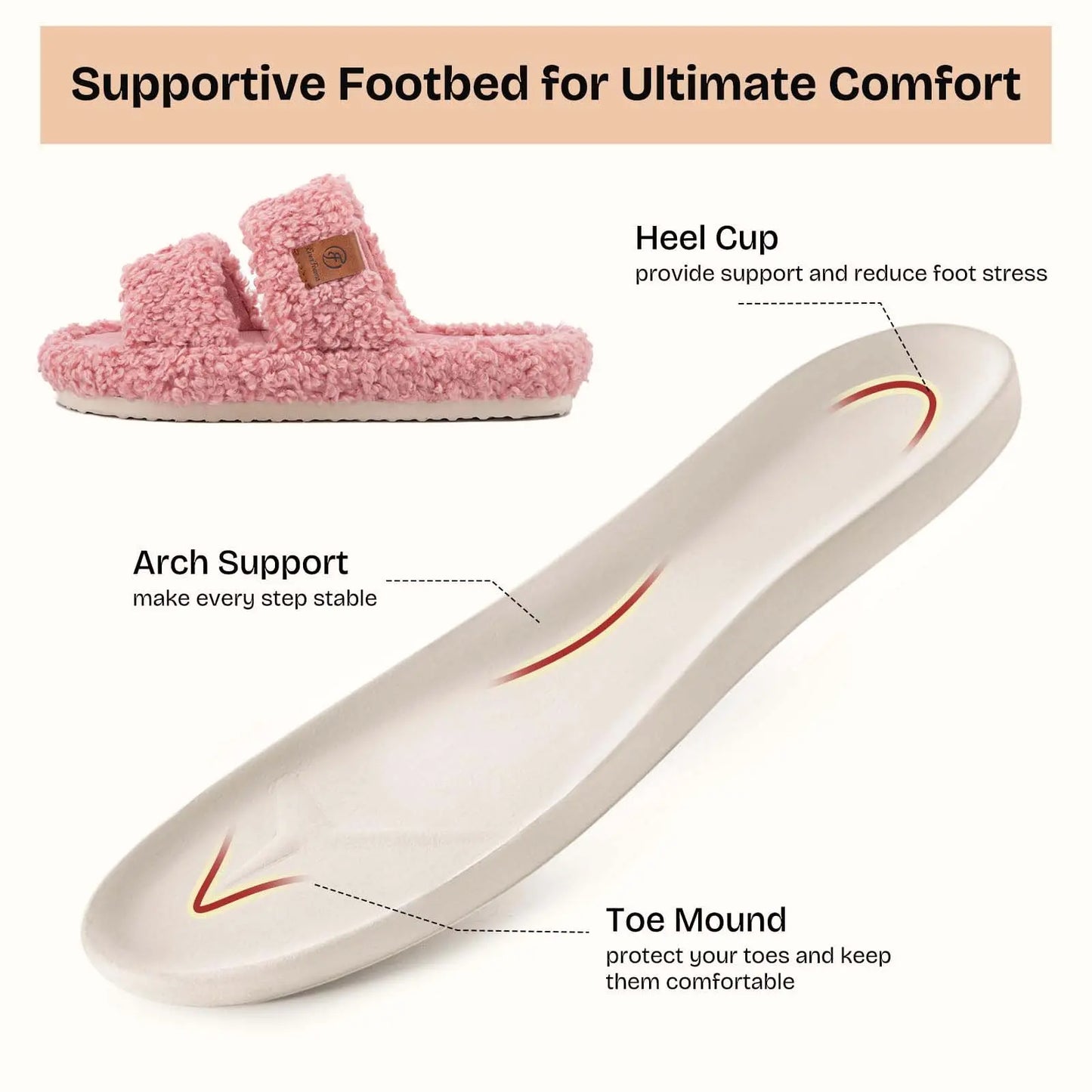 Everfoams Women'S Fuzzy Open-Toe Slippers – Stylish Classic Slides with Soft Memory Foam, Non-Slip Rubber Sole, Perfect Cozy Footwear ,Girl Fur Flipflop Walking Shoes Fluffy Modern Sleeper Slip on Clog, Gifts for Mom, Summervibes, Mother'S Day Gift