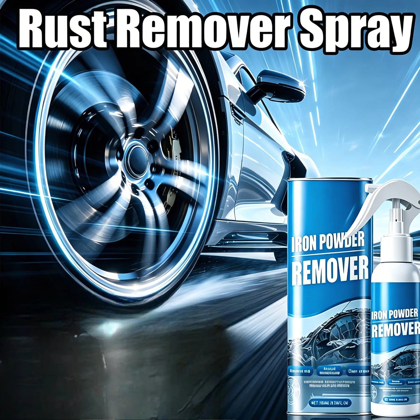 Automotive Rust Remover Spray (100ML) - Fast-Acting Iron & Rust Cleaner for Wheels, Rims, Metal Surfaces - Car Detailing Products, Detailing Products Chemicals - Safe on Most Automotive Finishes, Cars, Motorcycles