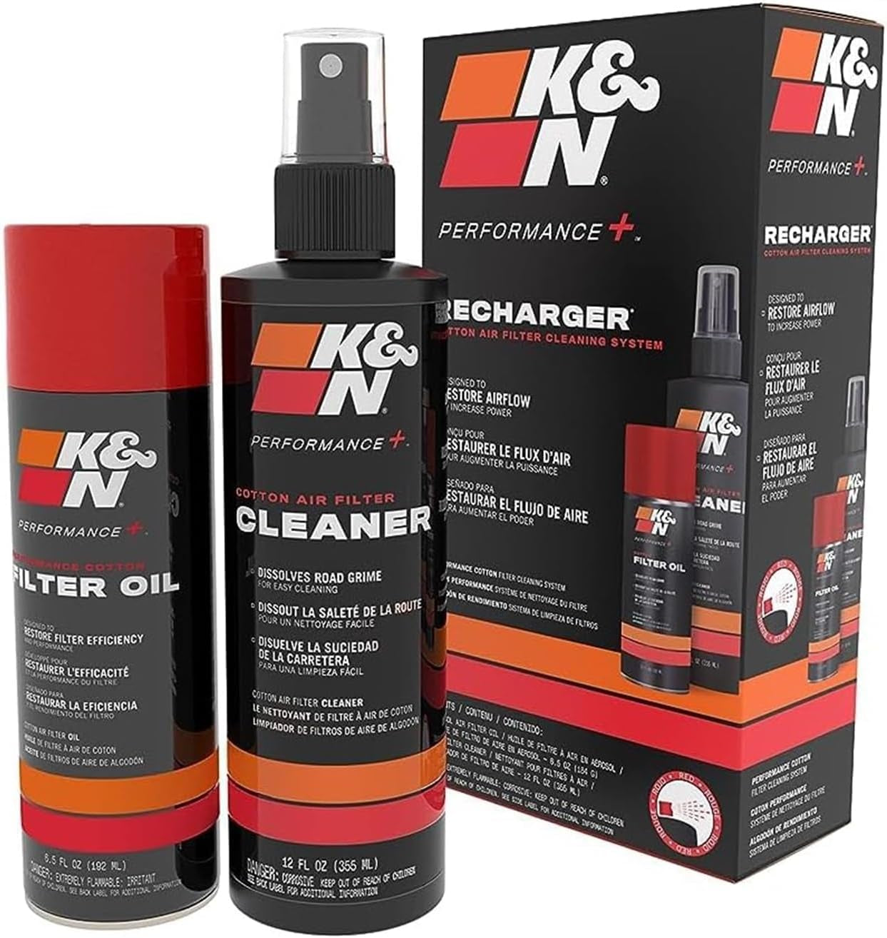 K&N Filter Reinigungskit I Öl & Reiniger I Für Optimale Reinigung Aller Luftfilter, 99-5003 EU, Schwarz