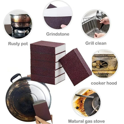 3PCS Magic Cleaning Sponge Rust Remover – Multi-Purpose Emery Pad, Powerful Stain & Grease Cleaner for Kitchen.