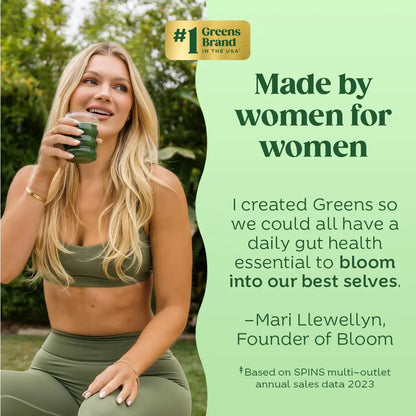 Bloom Nutrition Greens & Superfoods Powder (5 Sticks)- Digestion, Gut Health, Bloating Relief, Spirulina & Chlorella with Probiotics & Antioxidants, Travel Size