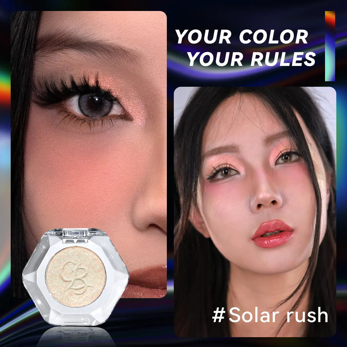 Ourbella Single Multi-Chrome Eyeshadows, Sparkly Shimmer Glitter Eyeshadow, Iridescent Shimmer, Talc Free, Holographic ,Color-Shifting, Metallic Iridescent Shimmer Shadow Duochrome