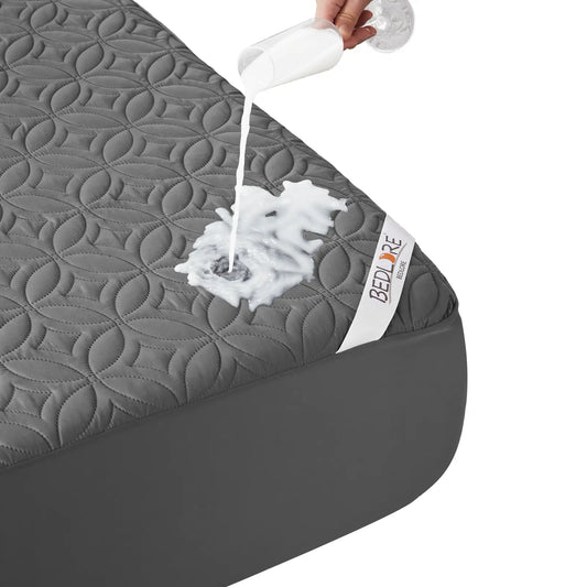 【Bedlore】Big Copper Coin Pattern Waterproof Mattress Protector, Soft & Dirt-Proof Fabric with Deep Pockets (Fits 6–18 Inches), Ideal for Bedroom, College Dorm & Hotel Use