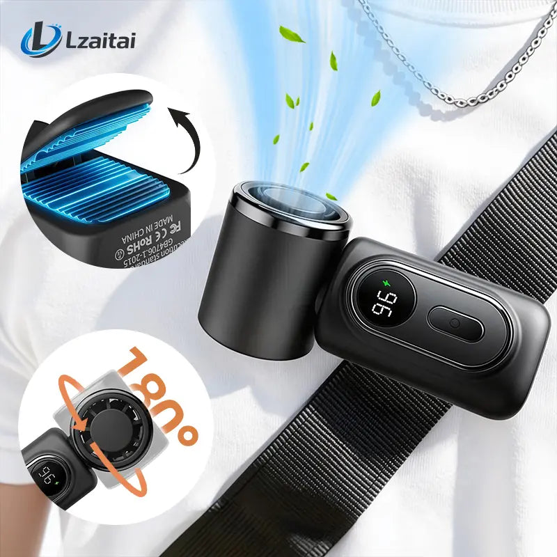 Mini Portable Handheld Clip Fan, 3-In-1 Rechargeable 3000Mah Battery, 5 Speeds, 180° Adjustable Airflow, USB Cooling, Perfect for Travel, Office, and Personal Use - Protection
