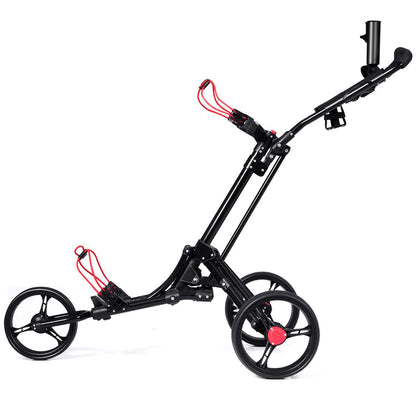 3-Rad Golftrolley Golfwagen Golf Klappbar Einfacher Schiebe- Und Zugwagen Schwarz