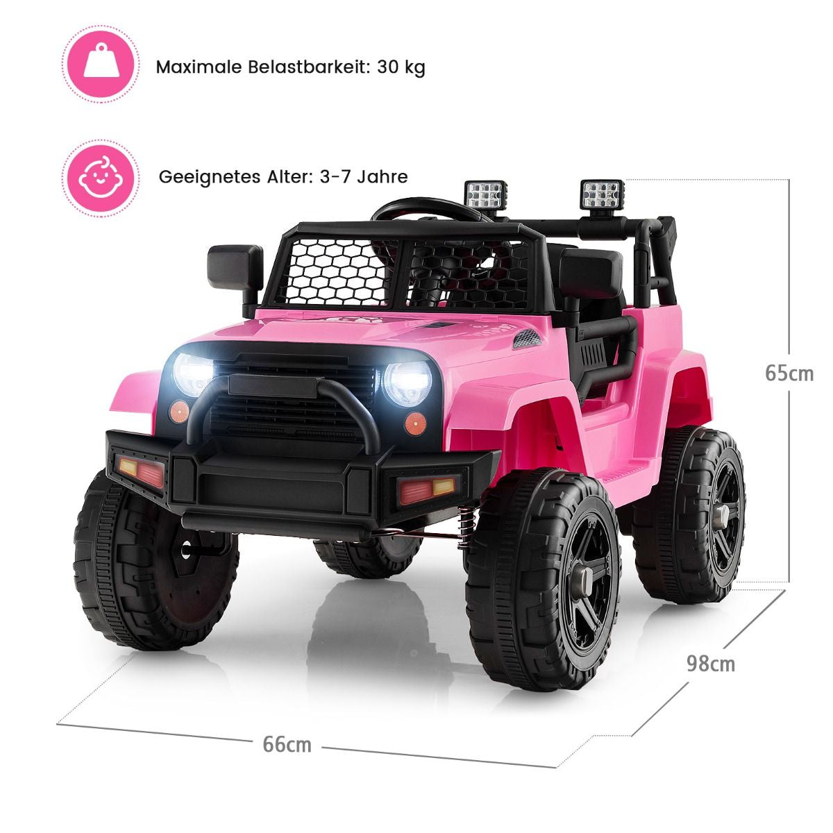 12V Batteriebetriebenes Kinderfahrzeug Elektrisches Kinderfahrzeug Mit Fernbedienung Rosa