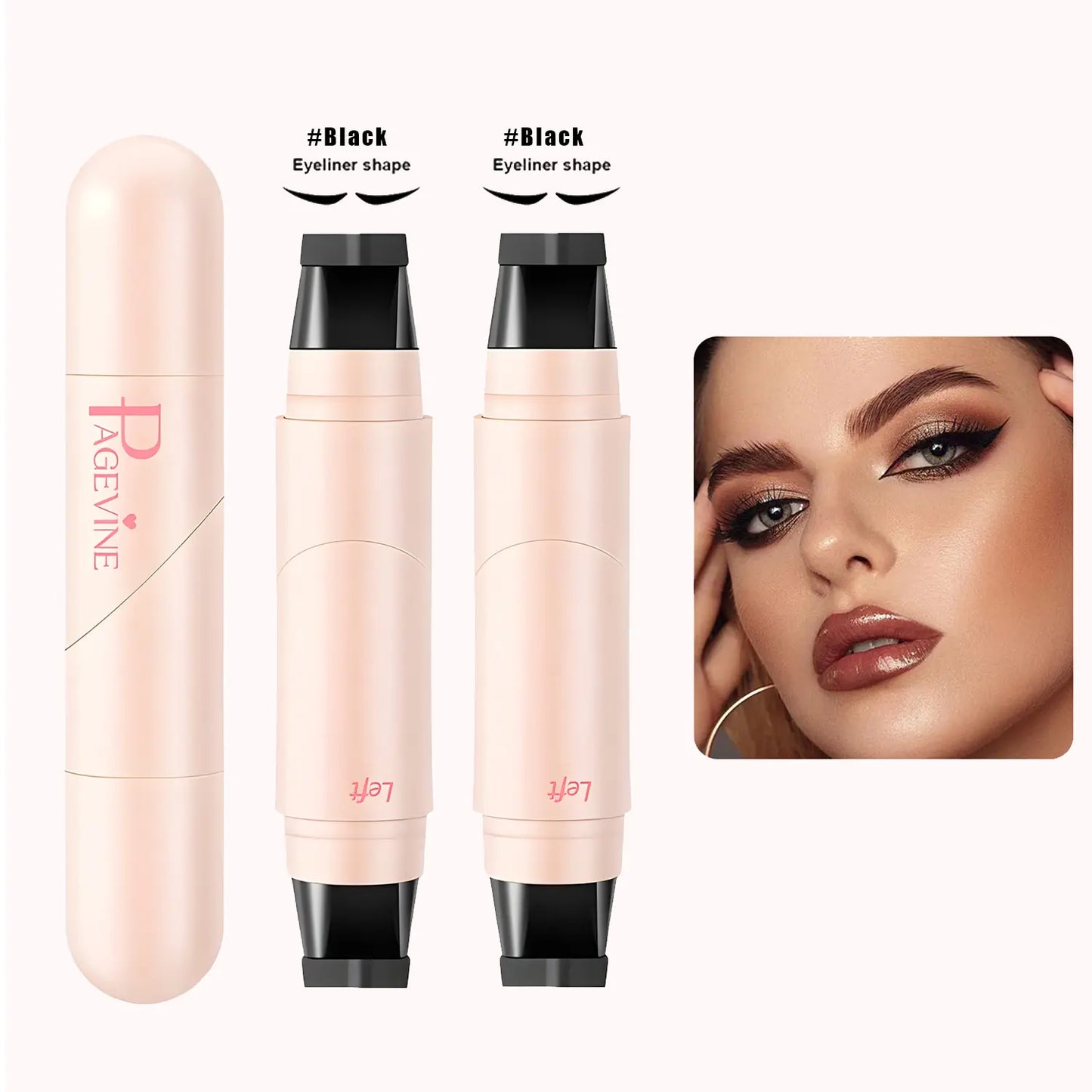 Rotating Eyeliner Stamp Pen – Dual-Head Design with Wing Stamp, Quick-Dry, Long-Lasting, Smudge-Proof for Easy Cat Eye, Sharp Winged Lines & All-Day Makeup Wear - Beginner Friendly Everyday Makeup Tool for Women, Women'S Cosmetics, Makeup Tools.