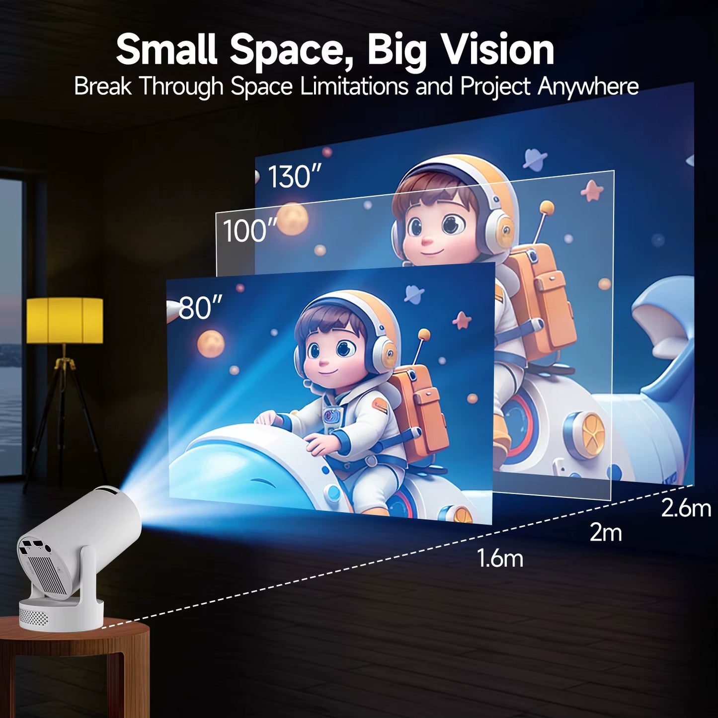 Projector HY300 PRO + 8K Android 14 Dual Wifi6 Allwinner H726 BT5.4 1080P 1280*720P Home Cinema Outdoor Projetor