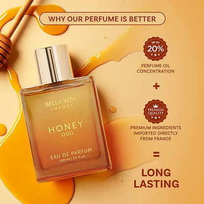 Bellavita Honey Oud Eau De Parfum 100Ml (3.4Oz) | Unisex Perfume for Women & Men | Sweet Honey & Smoky Oud | Long-Lasting Luxury Arabic Fragrance | Perfect Gift | Vegan & Cruelty-Free